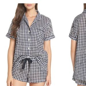 J Crew Black & Ivory Gingham Pajama Set